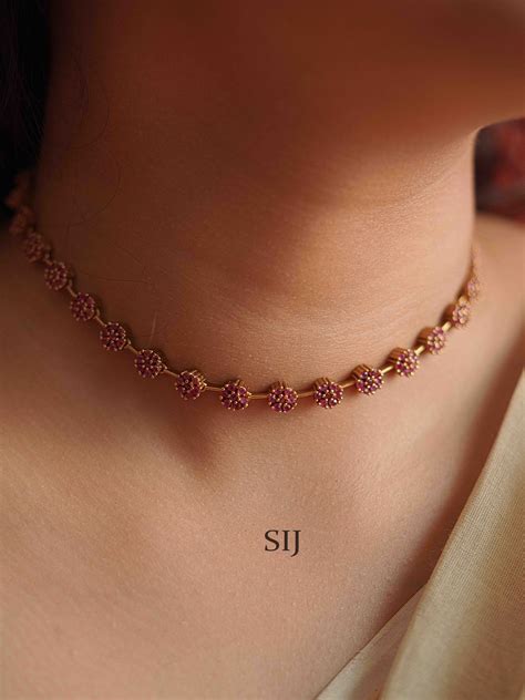 Simple Floral Ruby Choker