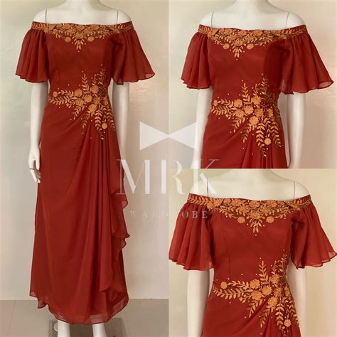 Rust Orange/Burnt Orange Chiffon Mother Dress/Formal Gown “Mylin 2
