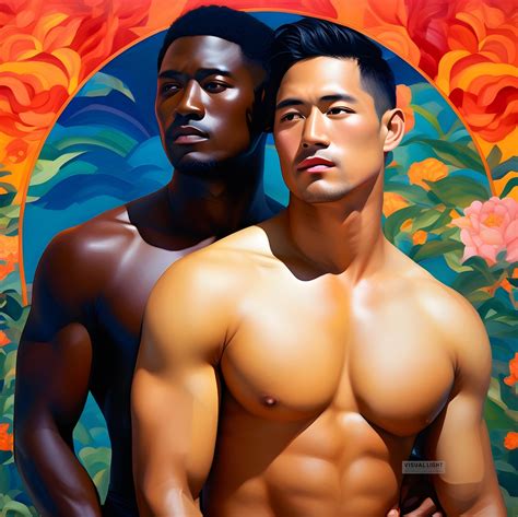 LGBTQ+ Art, Black Art, Gay Art, Gay Couple, Digital Art, AI Art, Gay