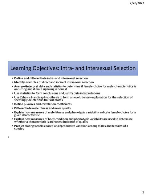 Intra and Intersexual Selection - Zool. 4 Intrasexual Selection • Why