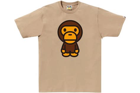 bape big baby milo tee beige mens fw