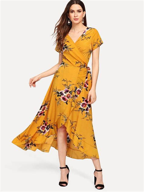 Shein waist knot wrap floral dress – Artofit
