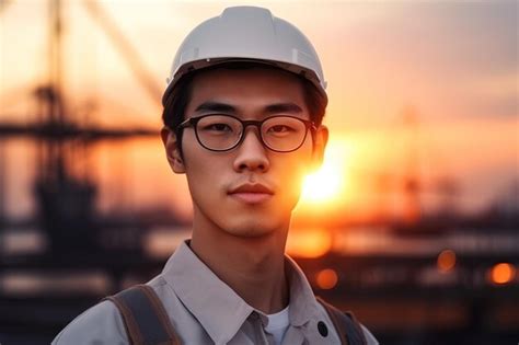 Premium AI Image | portrait of young asian engineer on construction ...