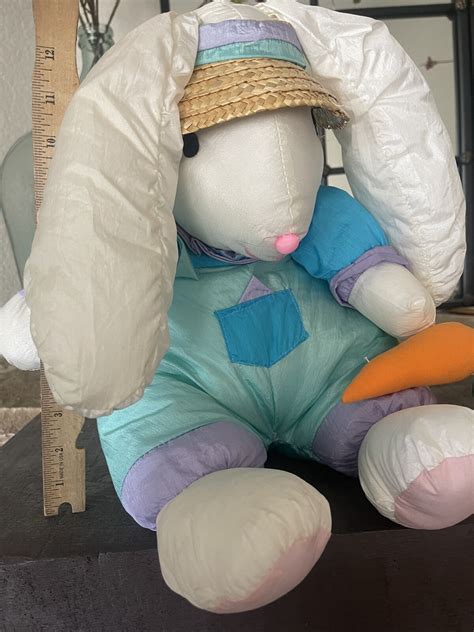 Vintage Nylon Parachute Bunny Rabbit Plush Farmer Carrot | eBay