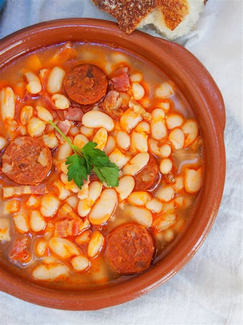 Fabada Asturiana - Spanish pork and bean stew - Caroline's Cooking