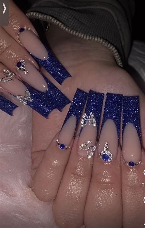 Sparkle blue acrylic 🤩🤩 | Quinceanera nails, Blue prom nails, Royal ...