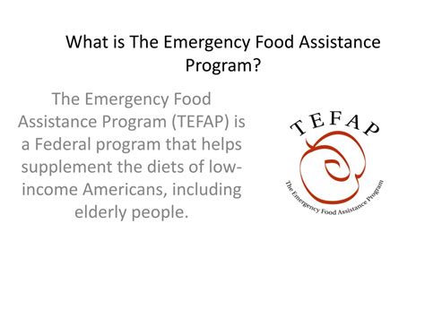 PPT - The Emergency Food Assistance Program PowerPoint Presentation