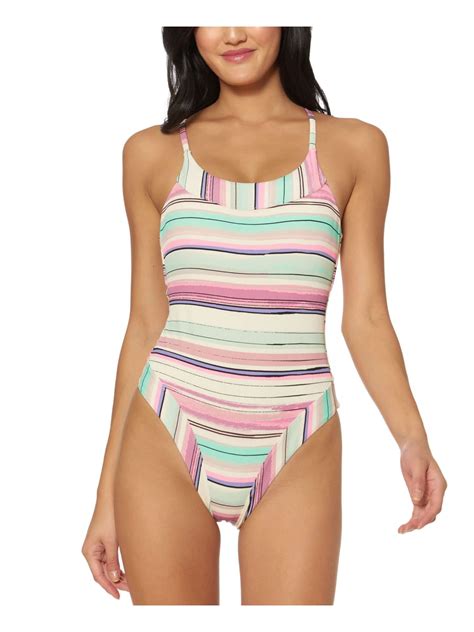 $98 Jessica Simpson Women's One Piece Swimsuit Bathing Suit Pink Stripe