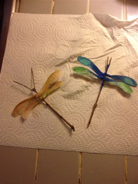 Dragonflies made from maple seeds (helicopters) | Leaf crafts, Seed