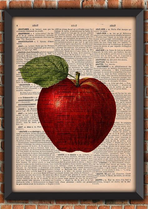 Kitchen Poster Fruit RED APPLE Snow White Vegan Vintage Gift - Etsy