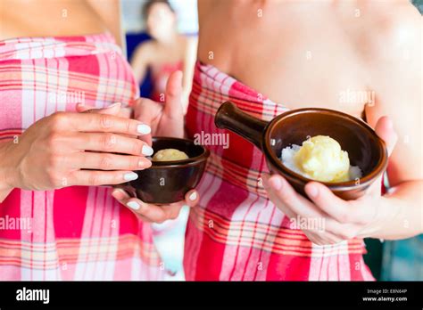 Women in Hammam vapour bath with wellness peeling Stock Photo - Alamy