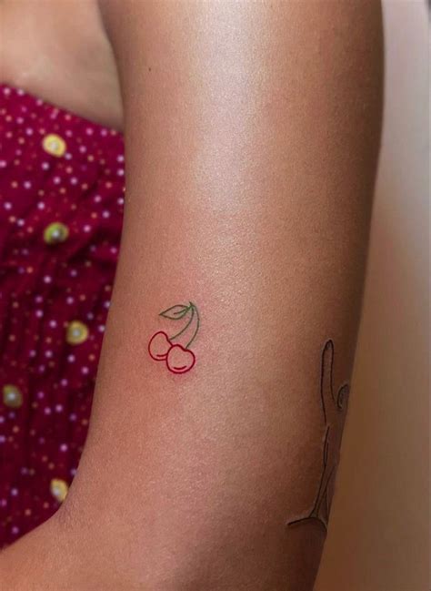 Cherry tattoo | Petite tattoos, Cherry tattoos, Small hand tattoos