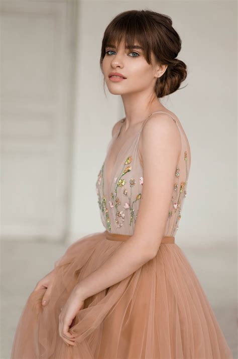 Copper Tulle Wedding Dress: Open Back Colourful Bridal Gown - Etsy UK