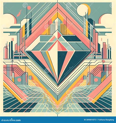 Modernist Design Of A Diamond In Pastel Colors. Royalty-Free Stock