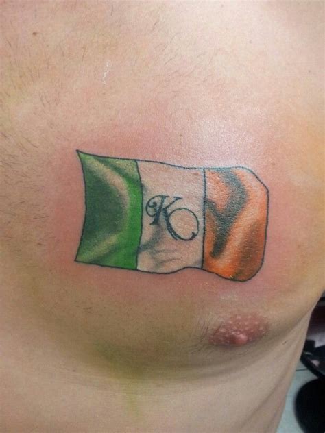Waving Irish Flag Tattoo