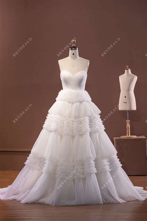 Designer Strapless Sweetheart Pleated Tulle Winter Wedding Ball Gown