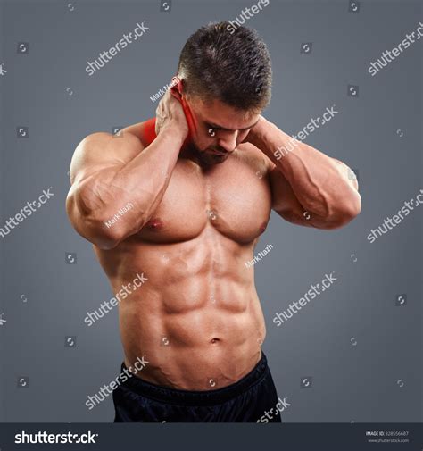 Muscular Man Suffering Neck Pain Front Stock Photo (Edit Now) 328556687