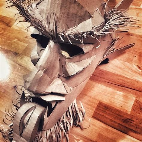 Krampus mask made from cardboard, craft paper and hot glue. First in a ...