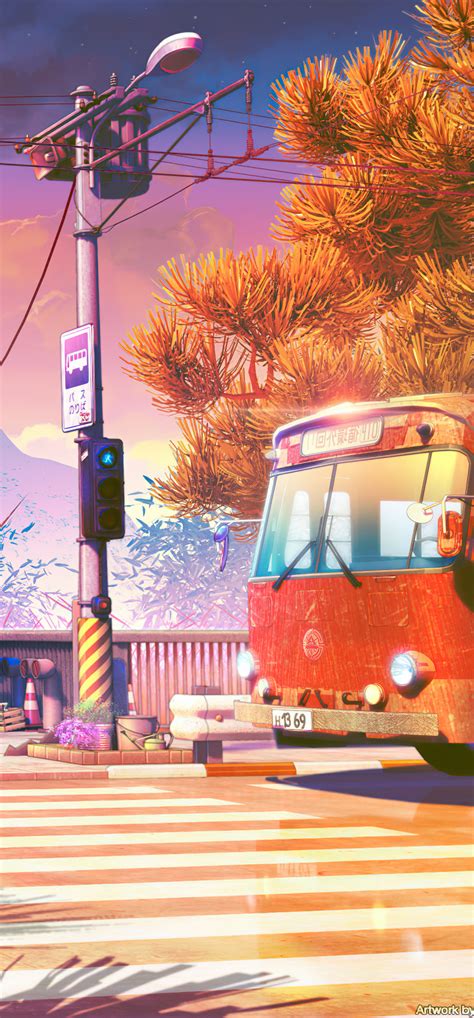1242x2668 Bus Stops Anime Iphone XS MAX ,HD 4k Wallpapers,Images