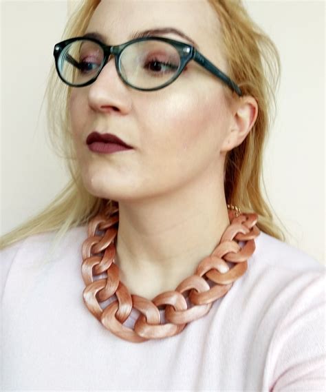 Handmade Rose Gold Chunky Link Necklace: Polymer Clay Statement Jewelry
