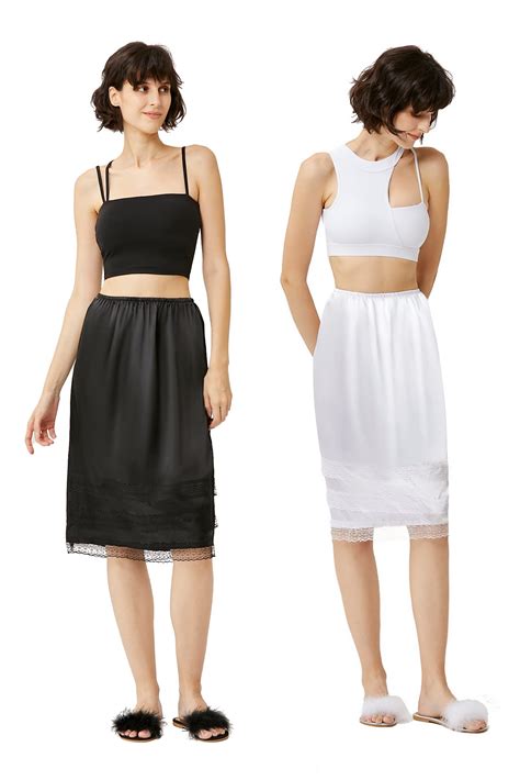 Snapklik.com : 2 Pcs Half Slip Long Underskirt Undergarments Slip Lace