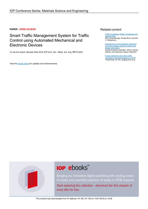 (PDF) Smart Traffic Management System for Traffic Control using ...