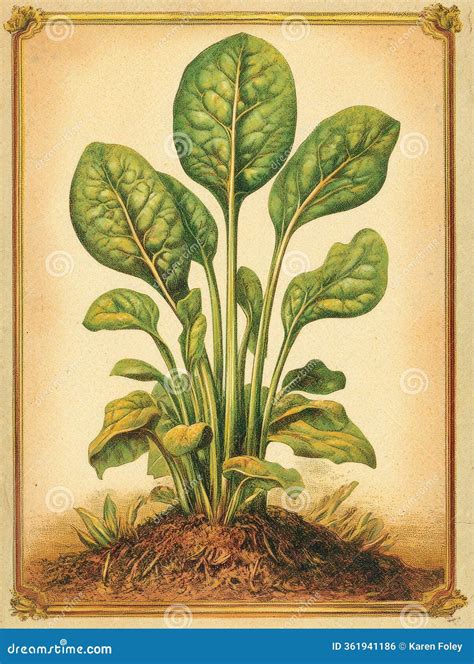 Vintage Spinach Garden Seed Design Stock Photo | CartoonDealer.com