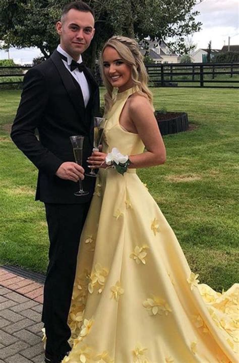Yellow Prom Dresses, Party Dress with Flowers Prom Dresses P01291 ...