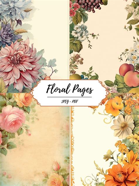 Floral Printable Journal Pages // 20 Vintage Inspired Flower Journaling ...