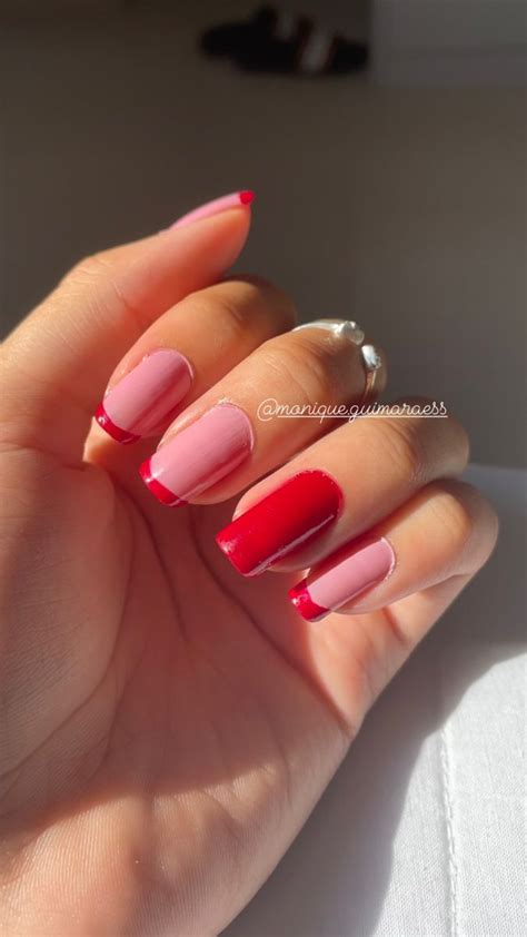 Unha Rosa E Vermelha - Unhas rosa e vermelho. | Unhas naturais curtas, Unhas, Unhas naturais