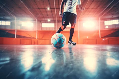 football futsal player ball futsal floor sports background indoor