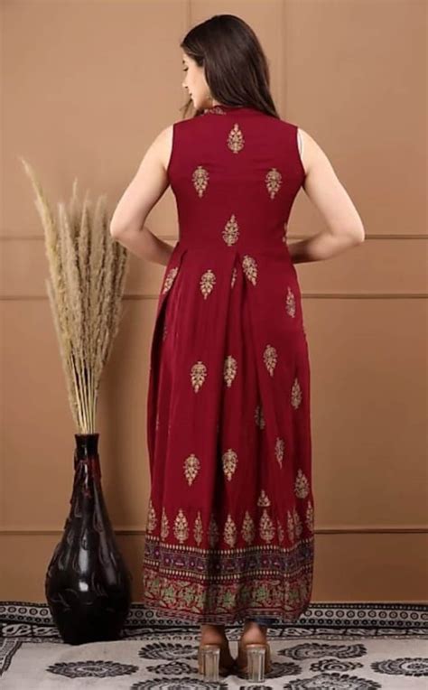 red front open kurti women stylish gown party dress etsy