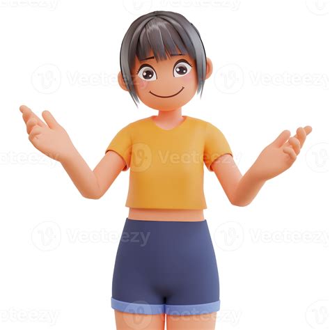 Cute girls explain something 3d cartoon illustration 21457338 PNG