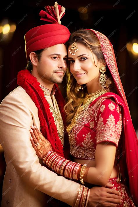 premium photo indian bride  groom wearing traditional dress indian