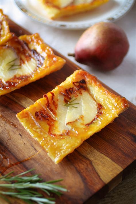 Upside-Down Pear Puff Pastry Tarts