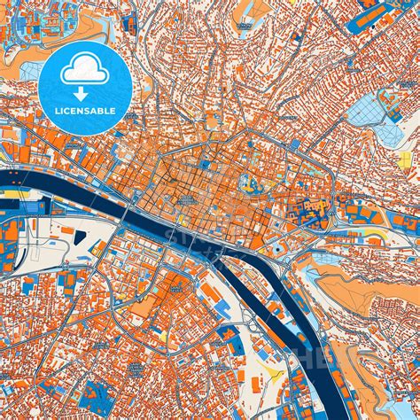 Colorful Rouen Street Map With Labels And Buildings – HEBSTREITS