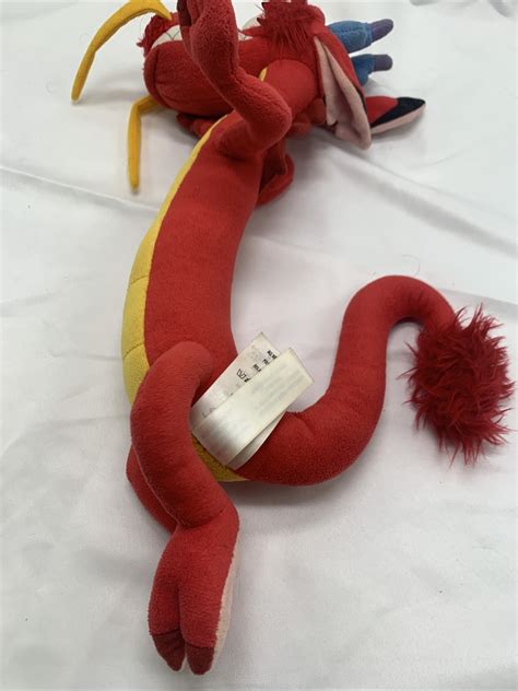 disney store mulan mushu plush stuffed animal  red dragon authentic