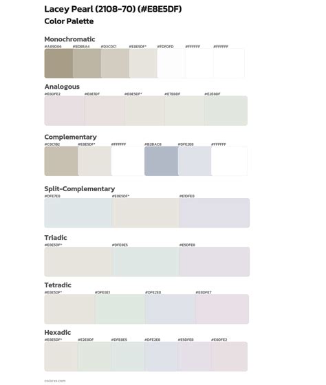 Benjamin Moore Lacey Pearl (2108-70) Paint coordinating colors and