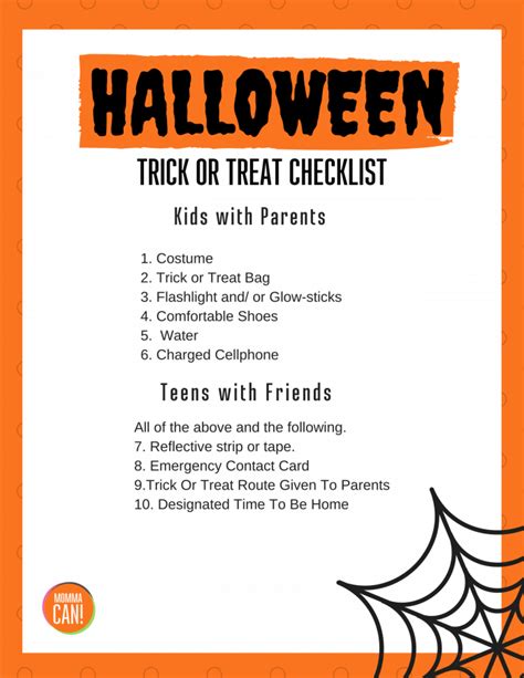 Halloween Trick or Treat Checklist