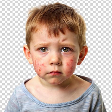 Premium PSD | Little boy has skin rash allergy isolated on transparent