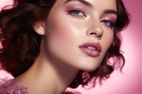 Premium AI Image | Pink Makeup Beauty Portrait of Grace and Luxury