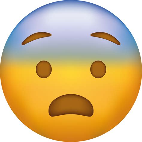 Screaming in fear emoji. Horror and fright emoticon. Yellow face with