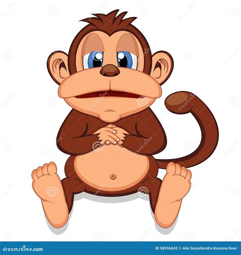 Fat monkey sitting cartoon stock vector. Illustration of lazy - 58956642