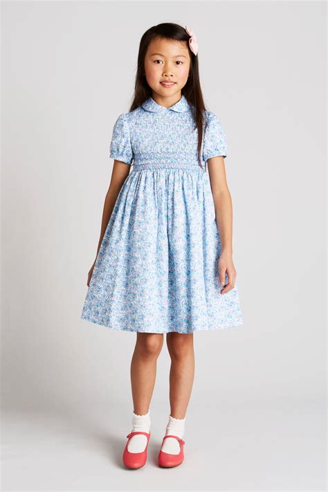 Traditional British Floral Handsmocked Dress Girls Outfit | Vintage