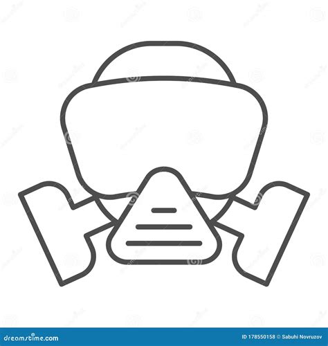 Respirator Thin Line Icon. Fireman Gas Mask Outline Style Pictogram on