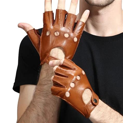 mens leather  finger gloves sheepskin motorcycle driving