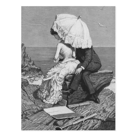 Vintage Victorian Romantic Couple by Beach Postcard | Zazzle