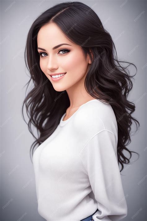 Premium Photo | Portrait of a beautiful brunette in a photo studio