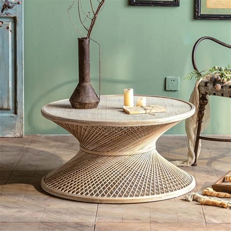 Round Rattan Coffee Table for Living Room, Natural Philippines | Ubuy