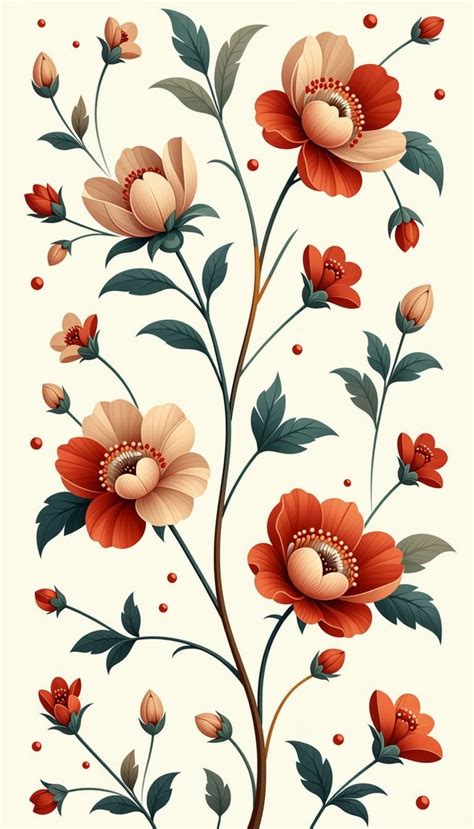 printable pattern vintage floral art deco design floral art